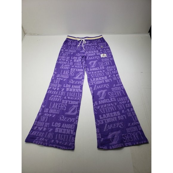 NBA Lakers Womens Jogger Pants Sweatpants Purple Wide Leg Drawstring Size Small - Picture 1 of 8